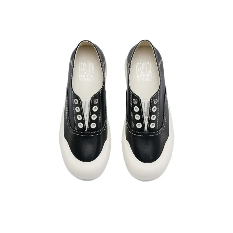 Le Saunda Low Top Skateboard Shoes Women's Solid Color-11
