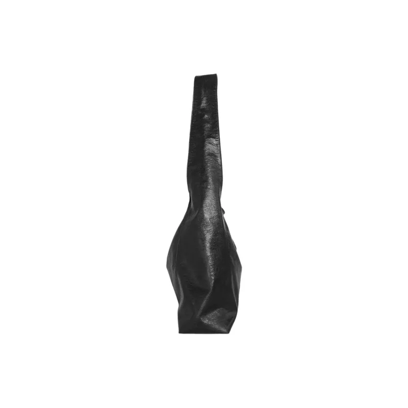 Kikawa Card Synthetic Leather Hobo Bag Shoulder Bag Unisex Black/Brown-1