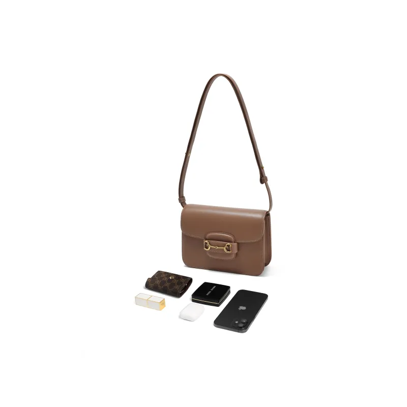 BELLE Cow Leather Small Square Bag, Crossbody Bag Women's White/Coffee-8