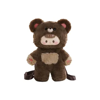 Holding Bamboo Polyester Backpack Medium Size Women's Brown