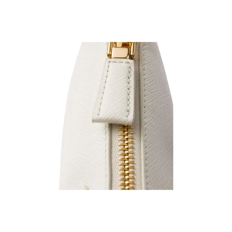 PRADA Saffiano Leather Clutch Mini Women's White-4