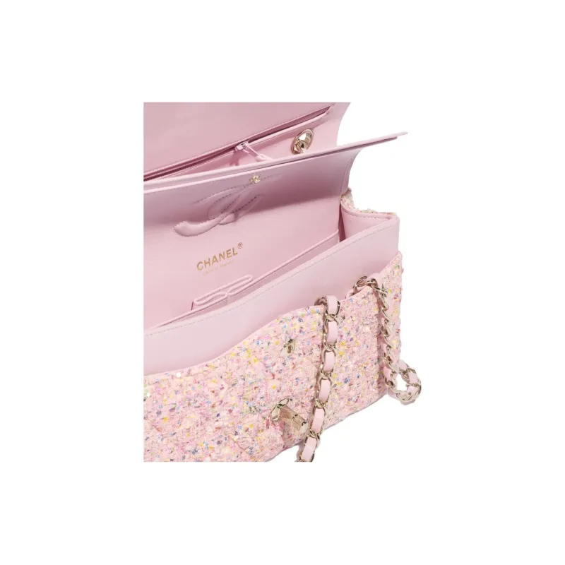 CHANEL Twill Soft Woolen Shoulder Bag Women's Pink-2