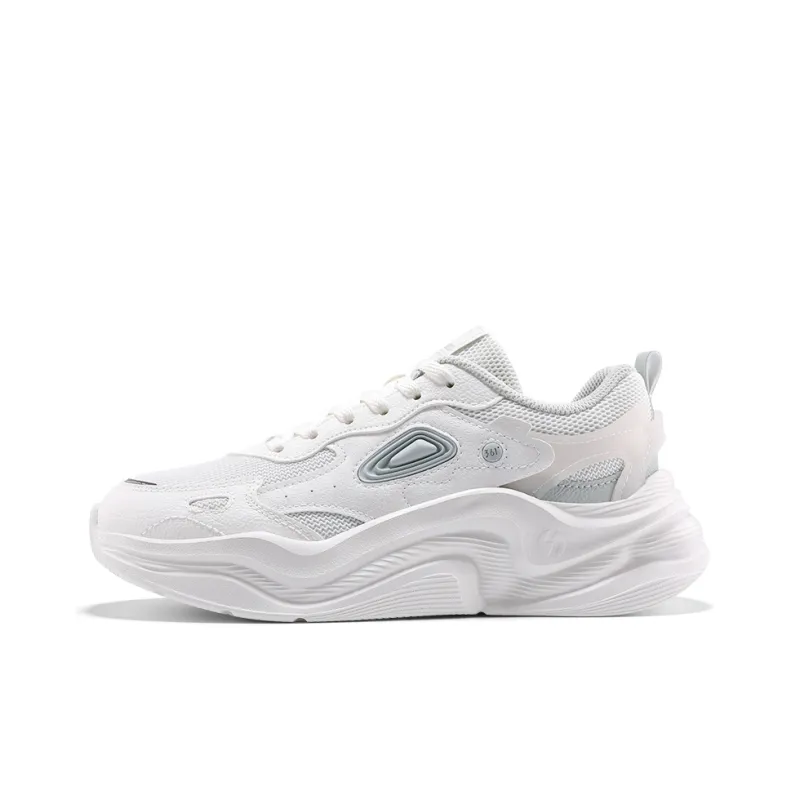 361° Lightweight Coverage Cushioning Low-Top Sprint Running Shoes Women's White Green-0