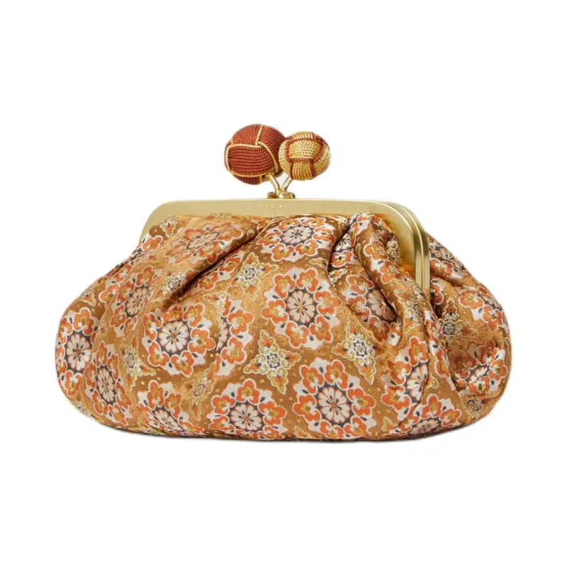 WEEKEND MaxMara Silk Crossbody Bag Shoulder Bag Small Size Women's Camel-1