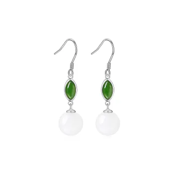 TAMINA Earrings White Jade Women's