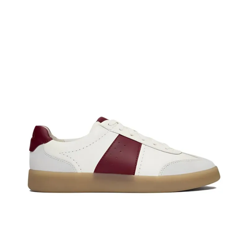 Clarks Slip Resistant Low Top Skateboard Shoes Women's White Red-1