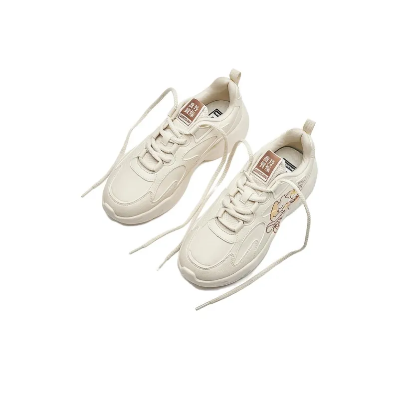 QIAODAN Cushioning Wear-Resistant Low-Top Casual Shoes Women's White Brown-2
