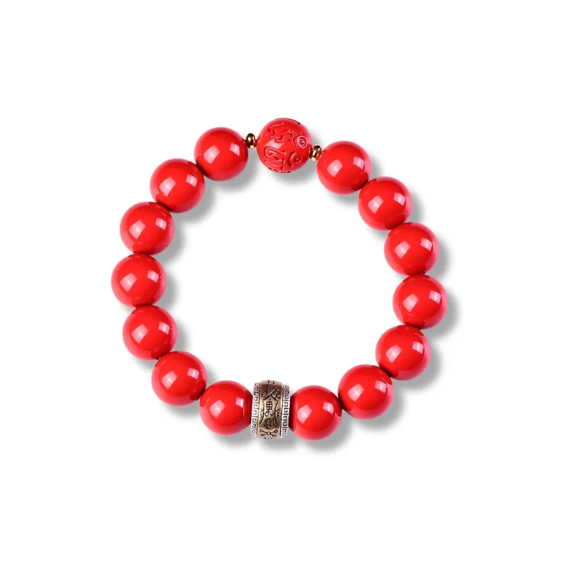 Gu He Reconstructed Cinnabar Jade Bracelets Unisex-7