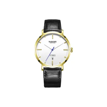 RARONE Master Collection Elegance Mechanical Movement Genuine Leather Strap Watch Men's Watches White Dial
