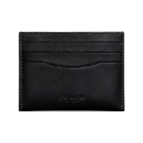 COACH Card Case Calfskin Card Holder Women's Black