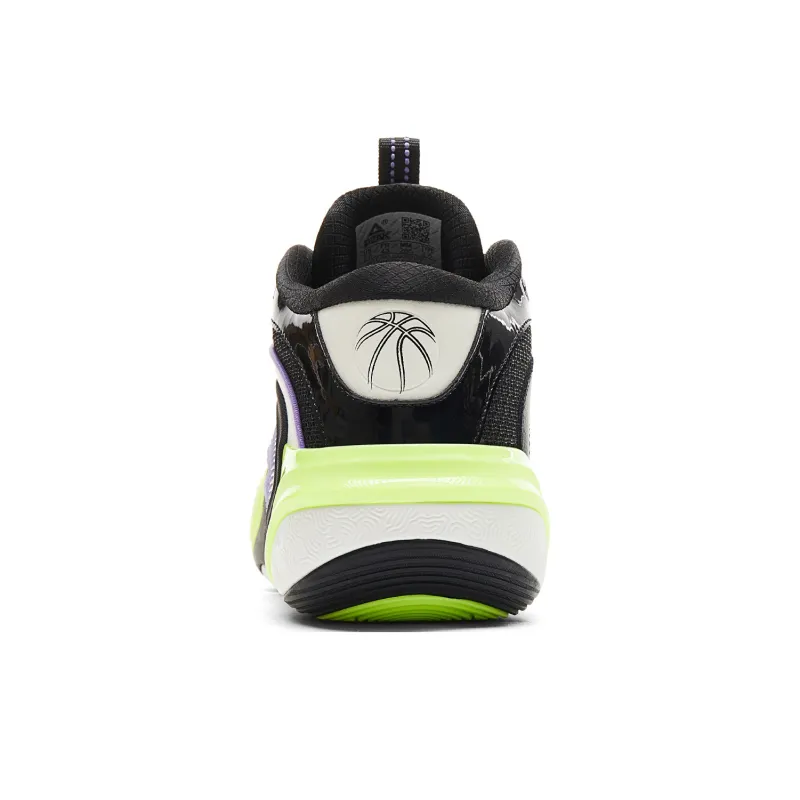 PEAK Basketball Shoes Men Low Top Black White Purple-4