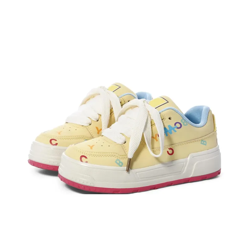 7 SEVFUN Wear resistant And Lightweight Low Top Skateboard Shoes Women's Yellow-27
