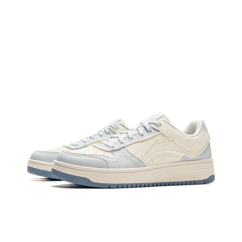 LiNing Tianji Slip Resistant Cushioning Abrasion Resistant Lightweight Low Top Skateboard Shoes Women's White Blue-2