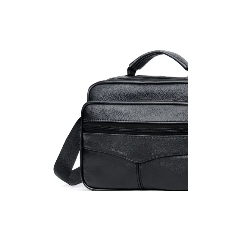 GEERDUN Cow Leather One Shoulder Handbag Unisex Black-2
