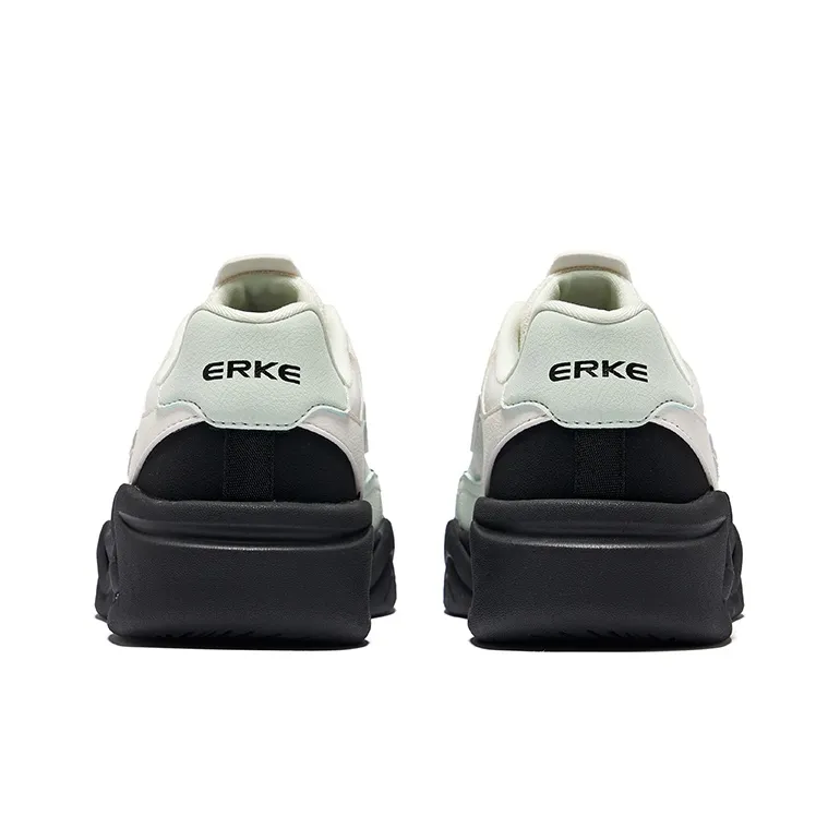 Erke Non-slip Wear-resistant Shock Absorption Low-Top Skateboard Shoes Women's White Green Black-3