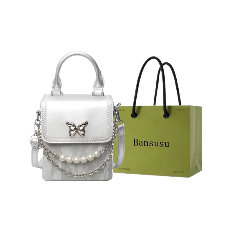 Bansusu Pu Small Square Bag, Shoulder Bag, Crossbody Bag, Handbag Regular Women's Ecru/Silver/Blue/Black/Pink-0
