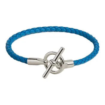 HERMES Swift Calfskin Palladium-Plated Bracelets Women's Blue