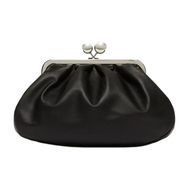 WEEKEND MaxMara Ramskin Clutch Shoulder Bag Medium Size Women's Black-2