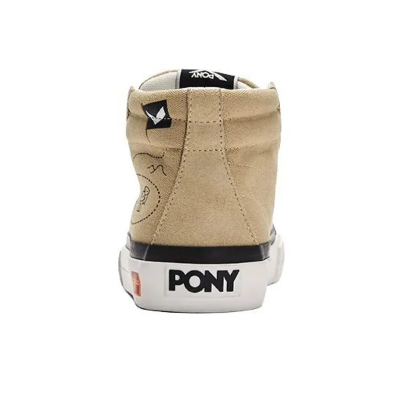 PONY Winner Anti Slip Wear Resistant Mid Top Skateboard Shoes Women's Khaki-3