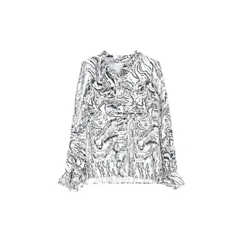 Wbwq Shirt Women's Black And White Florals