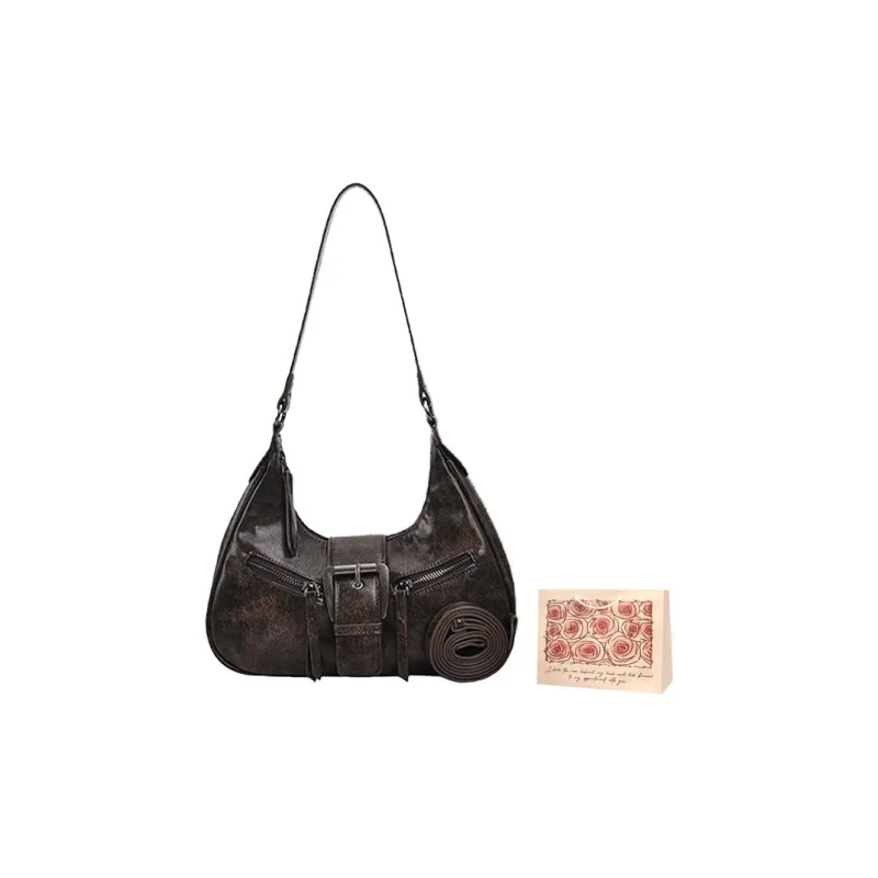 Rainbow Girl PU Shoulder Bag Women's Black/Coffee/Brown-0