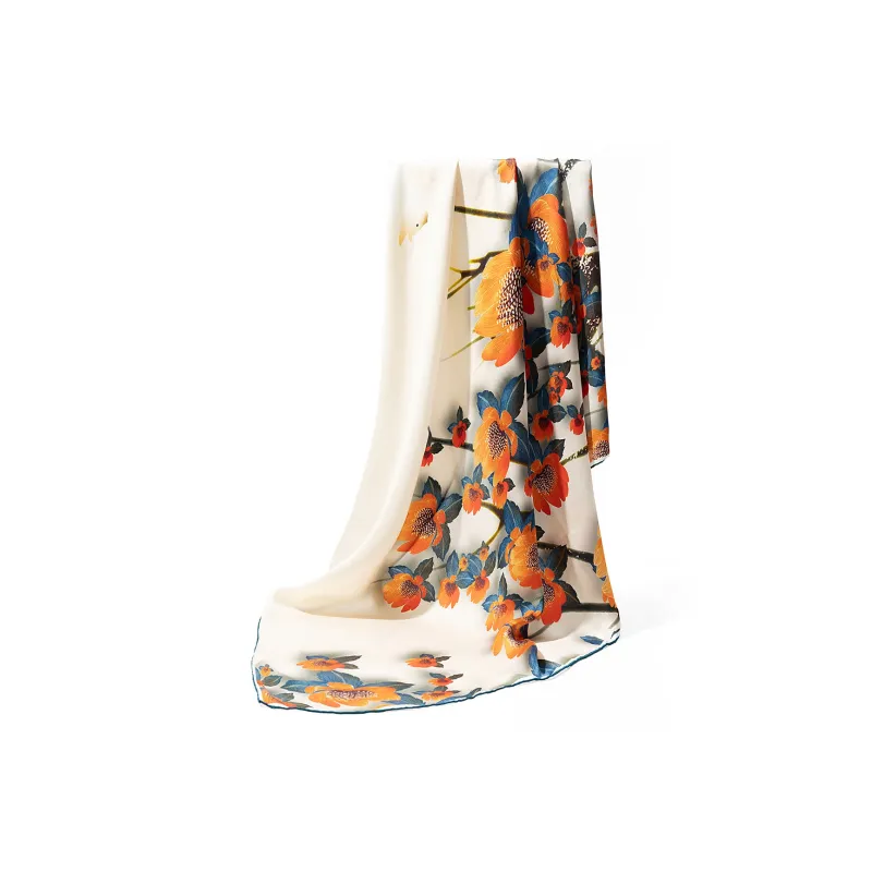 Shanghai Story 100% Mulberry Silk Scarves Women's Blue White, Gift Box Set-85