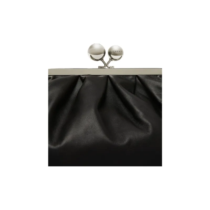 WEEKEND MaxMara Ramskin Clutch Shoulder Bag Medium Size Women's Black-3