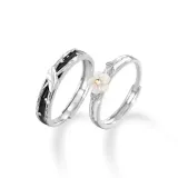 J0358 Morning Dew Leaves-Couple Rings-S925 Silver