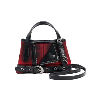 URBAN REVIVO Fabric Crossbody Handbag Trumpets Women's Total Crimson Plaid
