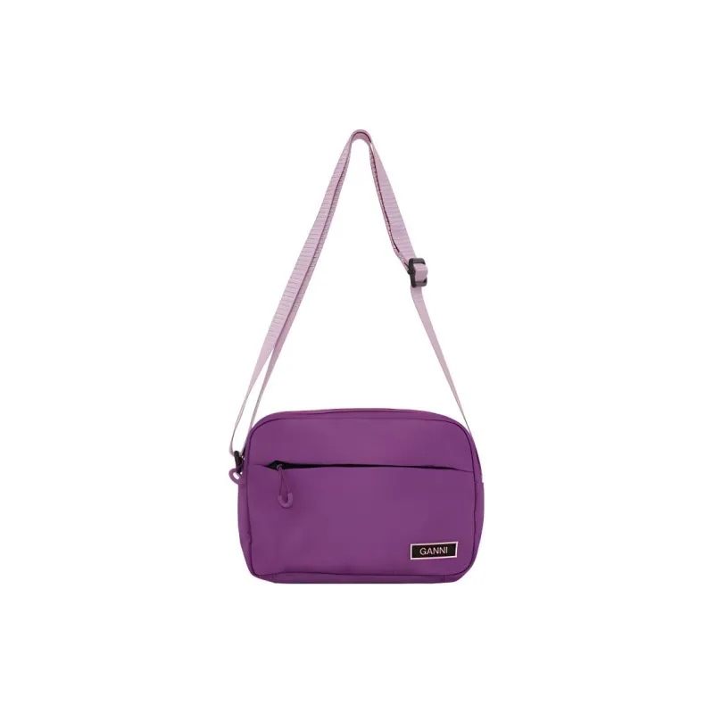 GANNI Recycled Nylon Shoulder Bag Crossbody Bag Women's Purple-0
