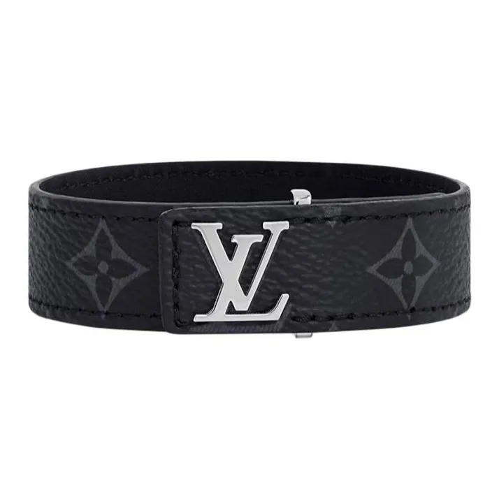 LOUIS VUITTON Calfskin Bracelets Men's Black-0