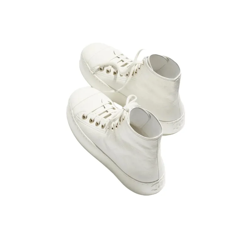 CHANEL High-Top Skateboard Shoes Women's White-3