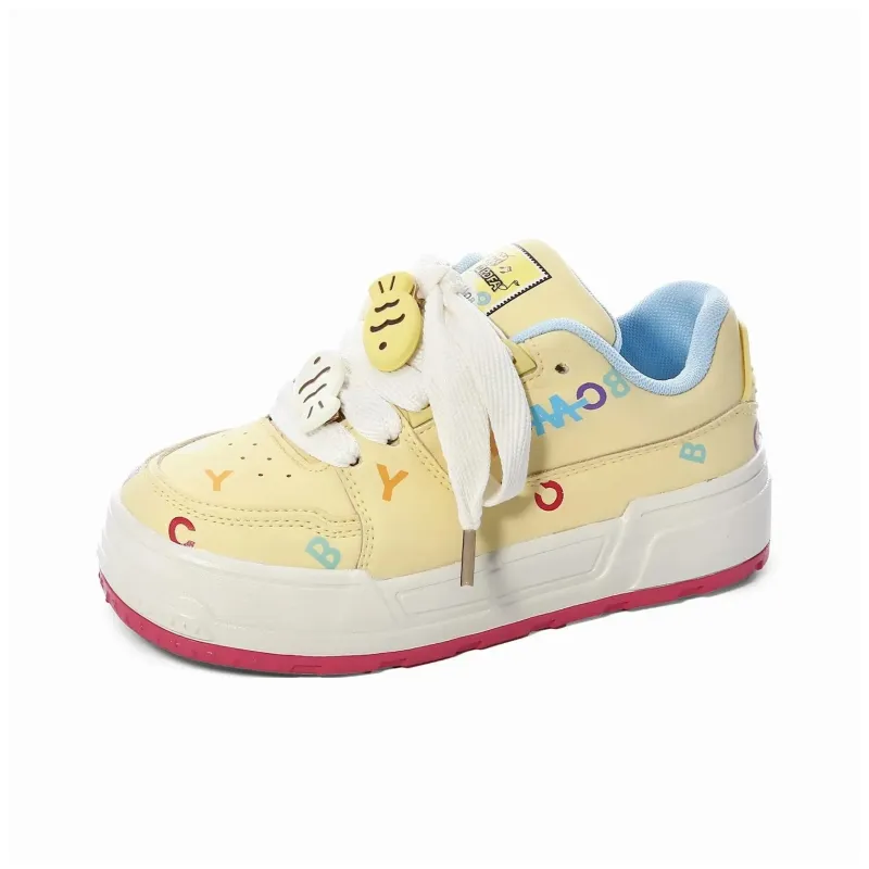 7 SEVFUN Wear resistant And Lightweight Low Top Skateboard Shoes Women's Yellow-6