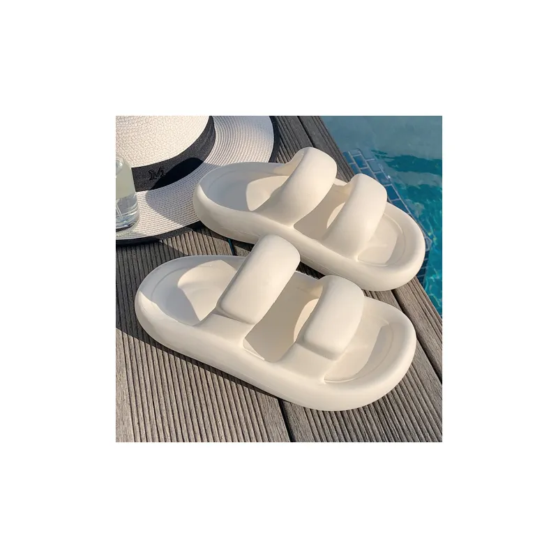 Thin Strips Slippers Unisex, Milk White-1