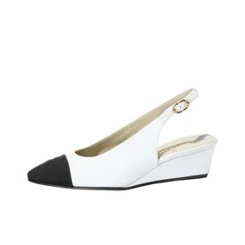 CHANEL Wedge Heel High Heels 4.5cm Women's White Black