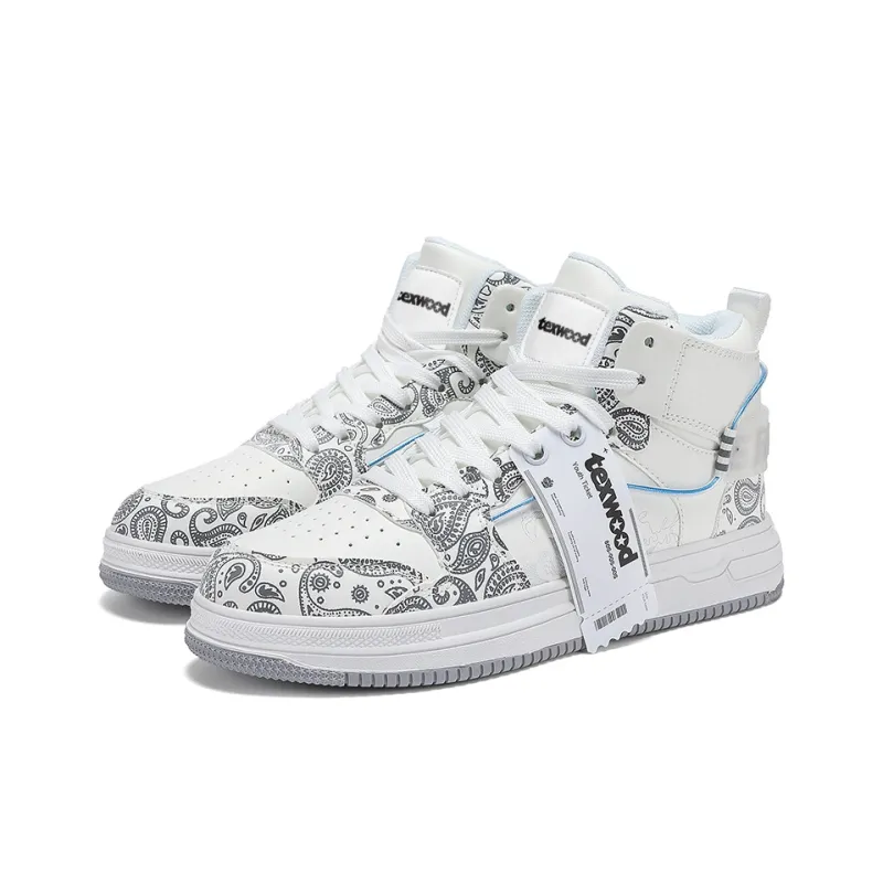 TEXWOOD Chinese Style Blue And White Porcelain Collection High Top Skateboard Shoes Men's-17