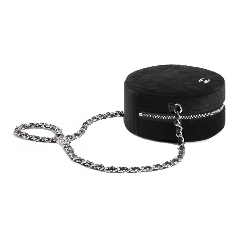 CHANEL Velour Silver Label Shoulder Bag, Coin Purse Women's Black-3