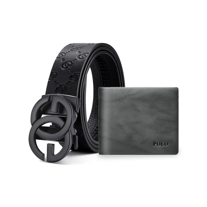 POLO Cow Leather Belts Men's Electrophoresis Black Width 3.5cm-11