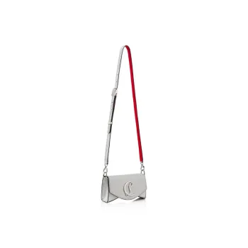 CL LUBOTING Loubi Calfskin Crossbody Bag Small Size Women's Silver