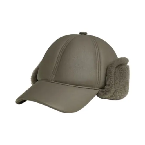 HERMES Wool Palladium-Plated Baseball Caps Men's Gray