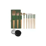 10 Pcs Green Lotus Set Brush+Brush Bag+Brush Case
