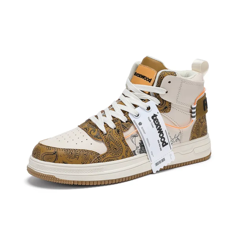 TEXWOOD Chinese Style Blue And White Porcelain Collection High Top Skateboard Shoes Men's-9
