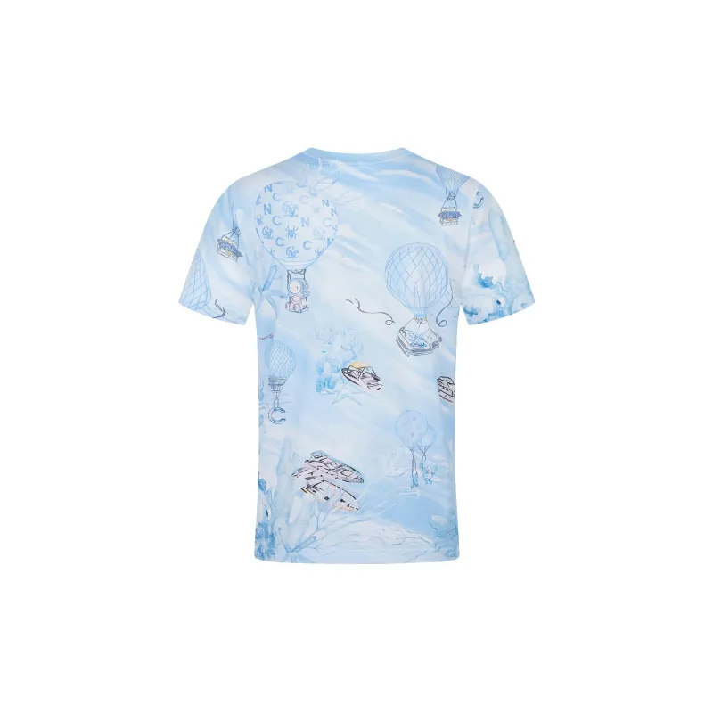 C'N'C Trend Series Spring Summer T Shirt Men's Blue Pattern-1