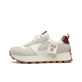 ZHR Wear Resistant Breathable Lightweight Height Increasing Low Top Casual Shoes Women's Beige Gray