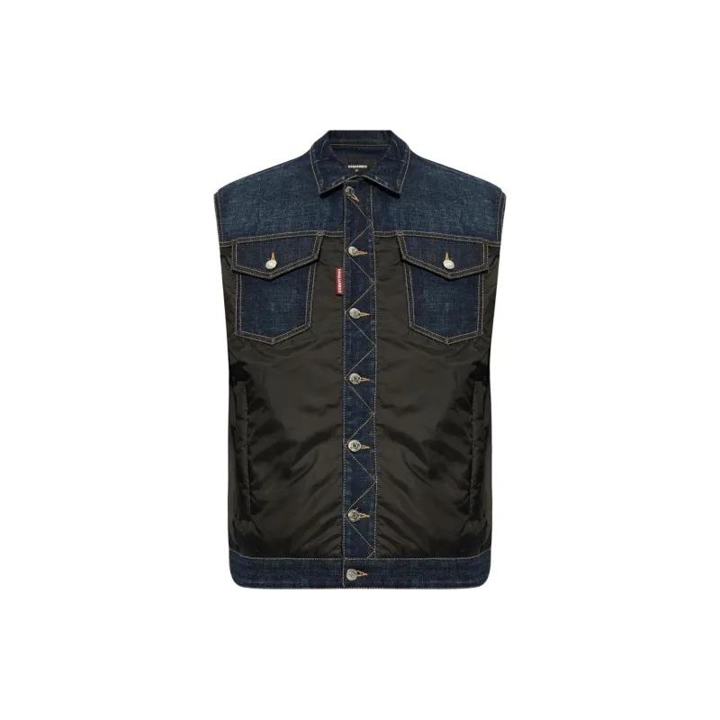 DSQUARED 2 Dark Urban Wash Denim Puffer Vest-0