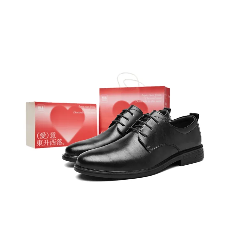 HLA Dress Shoes Men Low Top Black-72