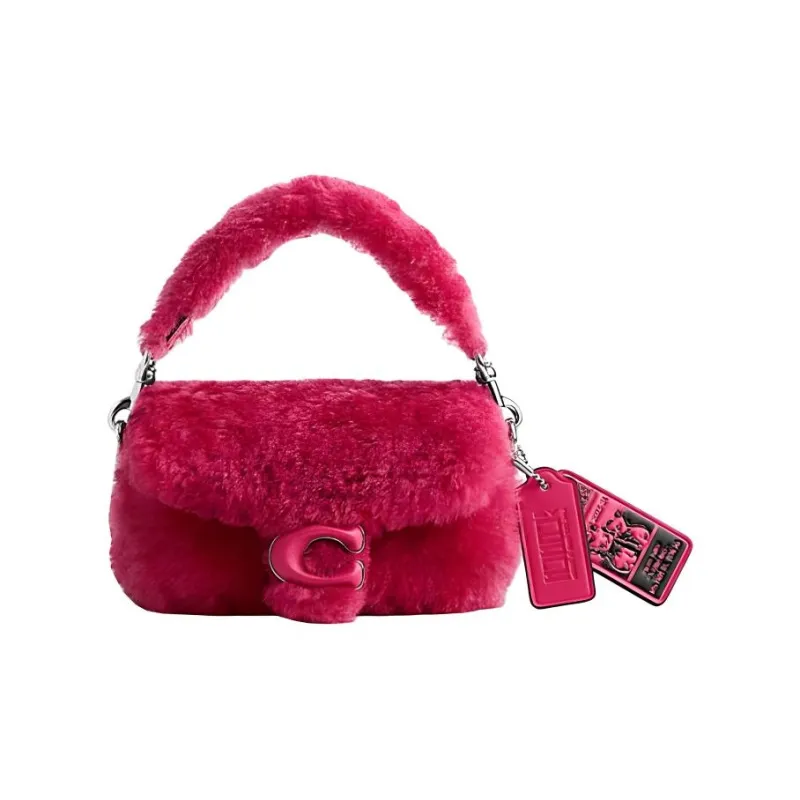 COACH LIL NAS Collaboration Shearling Shoulder Bag, Crossbody Bag, Handbag Mini Women's Bright Fuchsia-0