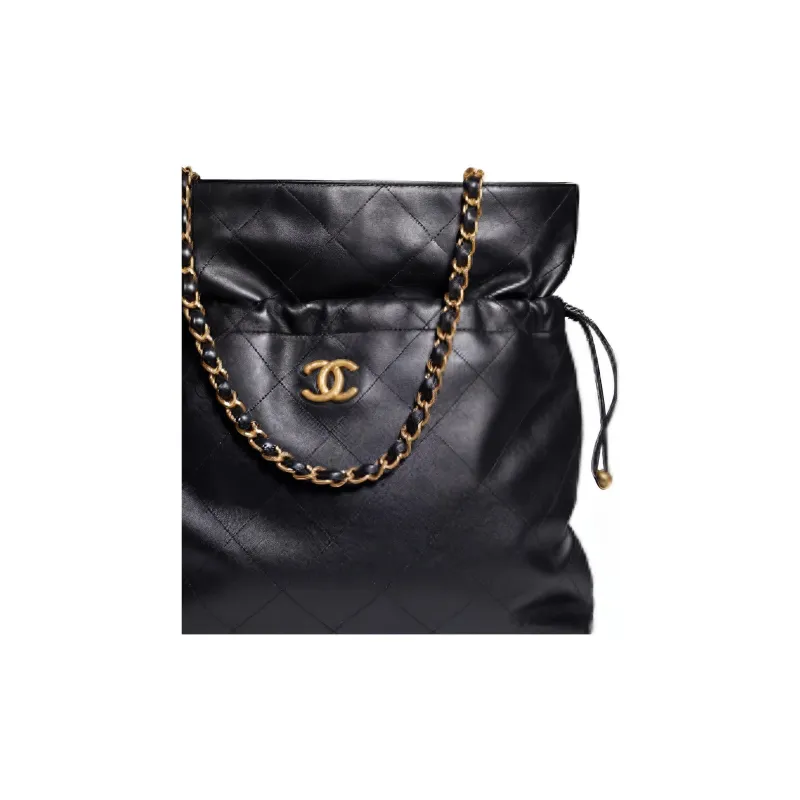 CHANEL Leather Tote Bag, Water Bucket Bag, Crossbody Bag, Shoulder Bag Women's Black-1