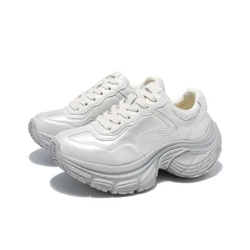 WJA Anti Slip Wear Resistant Low Top Chunky Sneakers Women's Champagne Silver
