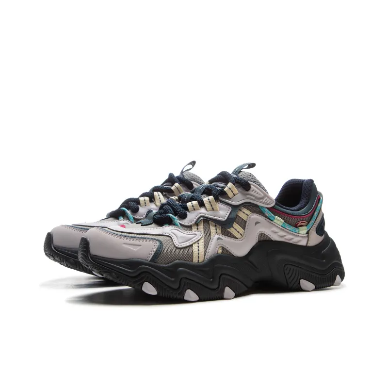 LiNing Cat's Claw Lite 2 Anti Slip And Wear Resistant Height Increasing Low Top Chunky Sneakers Women's Gray Black-2